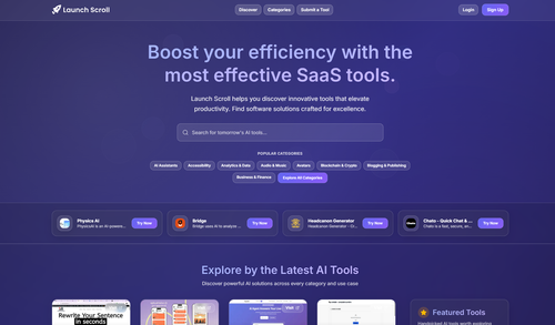 Hero image showcasing Launch Scroll design
