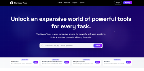 Hero image showcasing The Mega Tools design