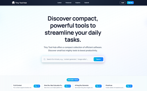 Hero image showcasing Tiny Tool Hub design