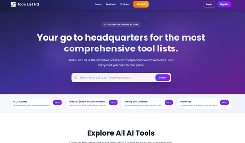 Hero image showcasing Tools List HQ design
