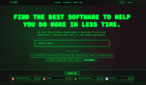 Hero image showcasing My Start Tools design