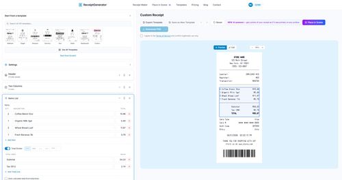 image of Receipt Generator
