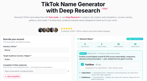 image of TikTok Name Generator Agent